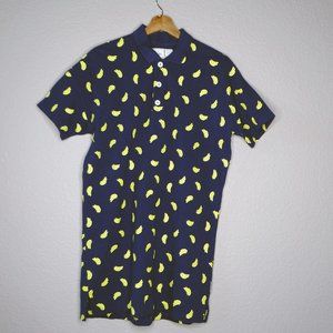 Chocoolate Banana Print Navy Blue Polo Shirt Size XS Unique! Men's